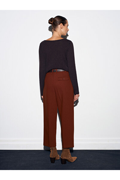 Dilvin 72167 Kemerli Pensli Pantolon-Kiremit