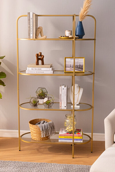 DEKOPRATİK Likya Kitaplık Şeffaf Temperli Kırılmaz Camlı