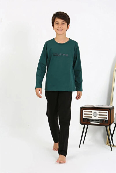Beruflic Boy's Long Sleeve Combed Cotton Pajama Set Emerald Green
