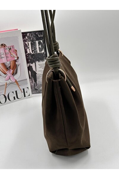 DMG Collection Premium Women's Shoulder Bag with Knotted Strap Detail, Soft (Leather / Suede) Textured