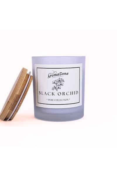 AromaZone Lumânare BLACK ORCHID din ceară de soia și cocos, Handmade – 220g, timp de ardere 45h