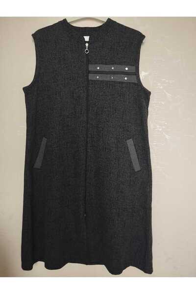 anne moda ankara Сезонна, с изправена яка, свободна кройка, цип, стилна, памучна жилетка