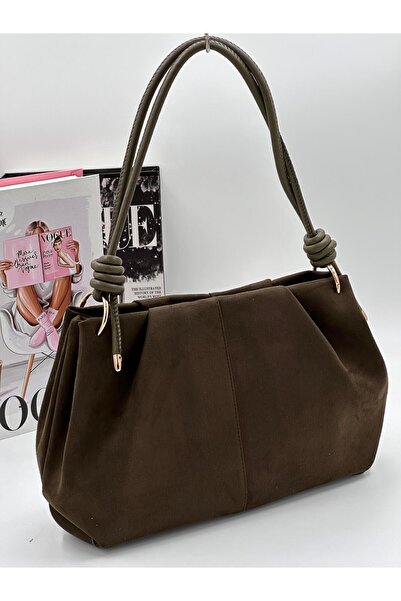 DMG Collection Premium Women's Shoulder Bag with Knotted Strap Detail, Soft (Leather / Suede) Textured