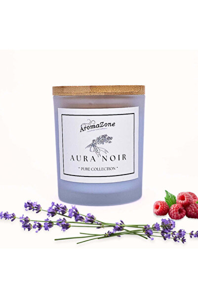 AromaZone Lumânare AURA NOIR din ceară de soia și cocos, Handmade – 220 g, timp de ardere 45 h
