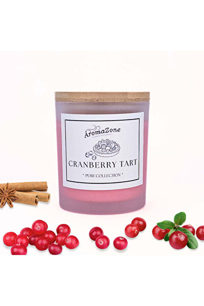 AromaZone Lumânare CRANBERRY TART din ceară de soia și cocos, Handmade – 220g, timp de ardere 45h