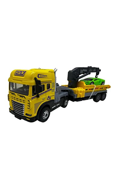 JPT Rescue Platform Truck with Crane & Green Sports Car