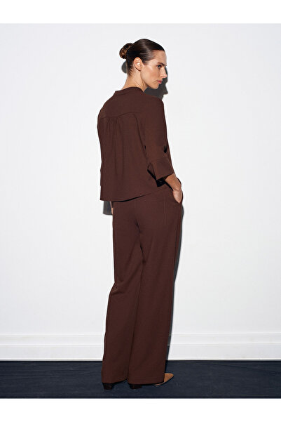 Dilvin 72195 Elastic Waist Casual Pants - Brown