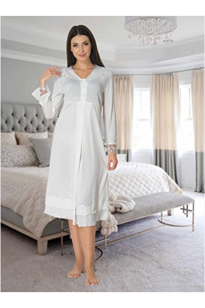 Lohusa Homewear Cămașă de noapte pentru gravide, cu design special, ecru, cu ...