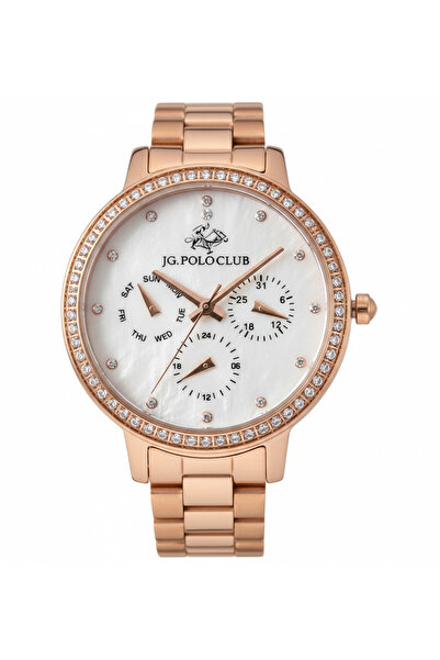 JG. Polo Club Women's Wristwatch Rose Gold Color, White Dial - Stylish Metal ...