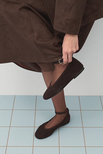 Jolamier Tokalı Süet Babet Acı Kahve