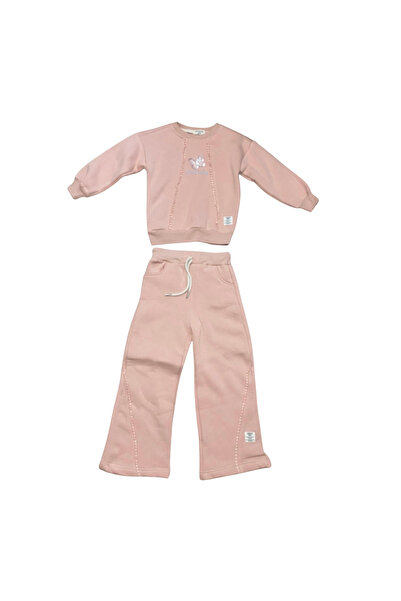 OEM Παιδική φόρμα 2 τεμαχίων από βαμβάκι με λεπτεπίλεπτα κεντήματα και φαρδιά...