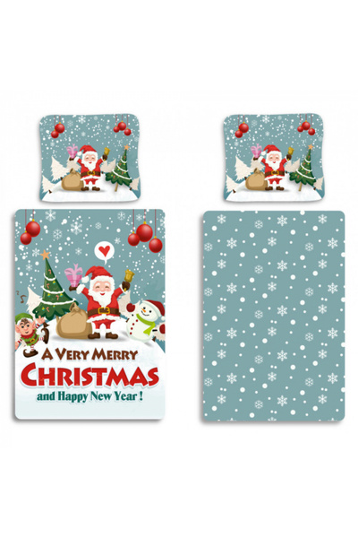 BrandMac Santa Claus Bedding Set, 2 pieces, 140×200 cm, 70×90, Green, 100% Cotton
