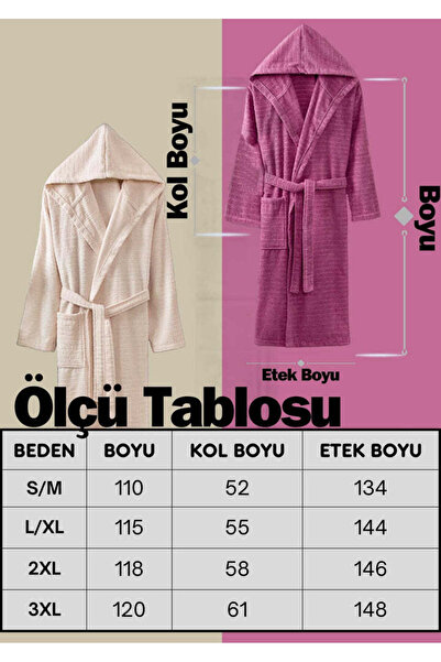 INTER Z Doğa Set of 2 Plum Beige Hooded Bathrobes