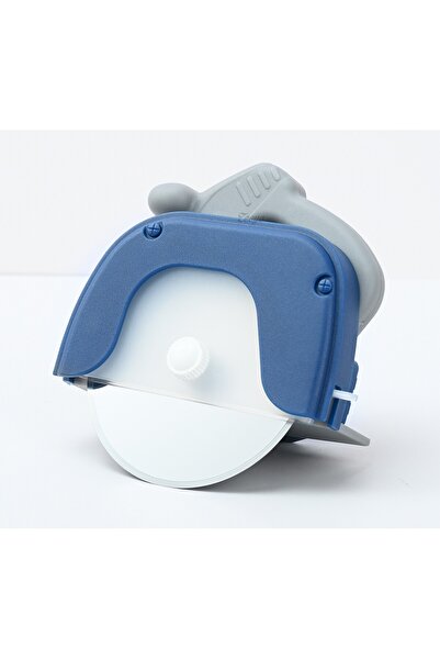 Flippy Κυκλικό μαχαίρι πίτσας Flippy, 11,5x12,5cm, από ανοξείδωτο ατσάλι και πλαστικό, με προστασία λεπίδας, μπλε