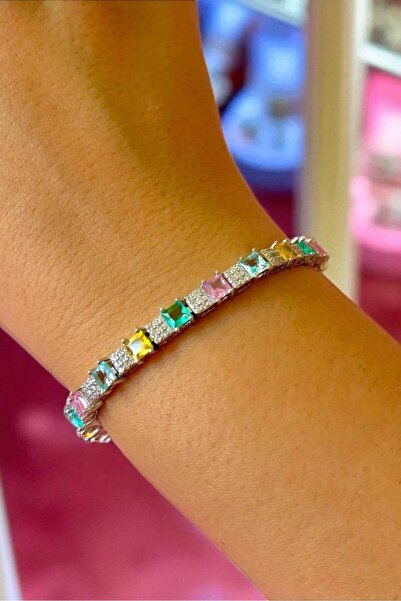 TAKIŞTIR Silver Color Stone Detailed Design Bracelet