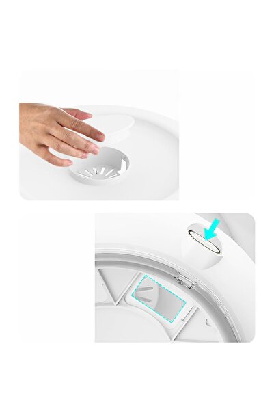 Flippy 10L 360° Rotary Cereal Dispenser, 6 Compartments, Egg Tray, Drain Cup, 35x27.5 cm, White