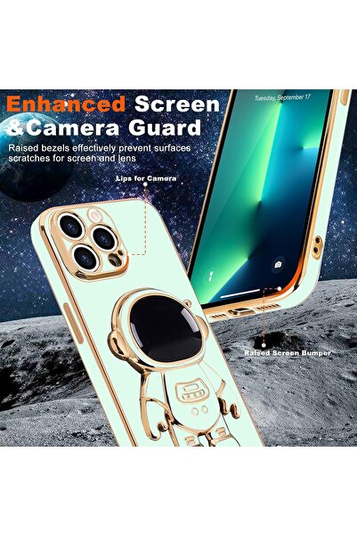 Flippy Προστατευτική θήκη TPU 2 σε 1, Flippy, για Apple iPhone 14 Pro, Astronaut με βάση, αντικραδασμική, πράσινη