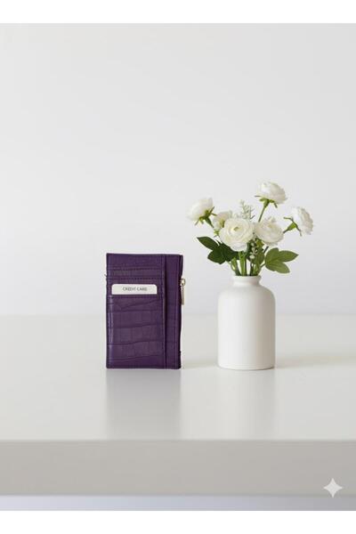 mirakuş Purple Crocodile Pattern Card Holder Wallet
