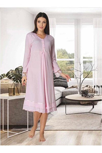 Lohusa Homewear Cămașă de noapte pentru gravide, roz, cu design special, cu d...