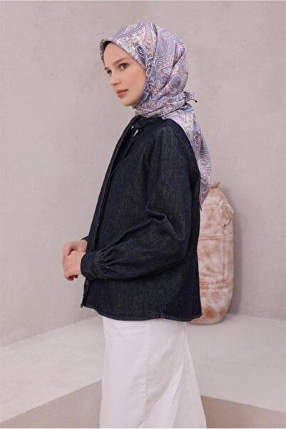 Belli Tivil Pure Silk Scarf 4202 - 35 Σκούρο Λιλά Έθνικ Σχέδιο