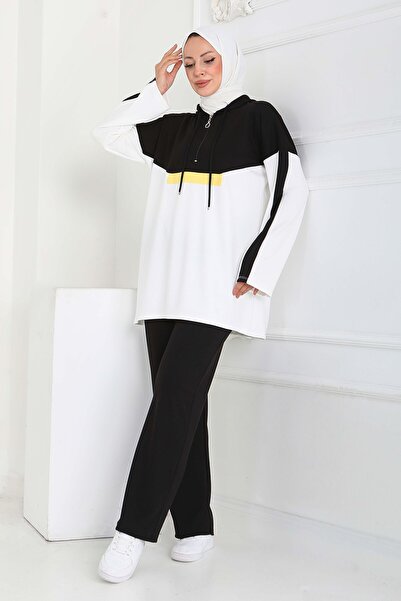 TOFİSA Set dublu cu secțiuni modal cu fermoar negru - 27862-BLACK