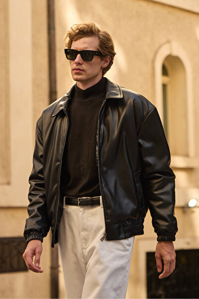 Danger Erkek Limited Edition Deri Mont Ceket Siyah