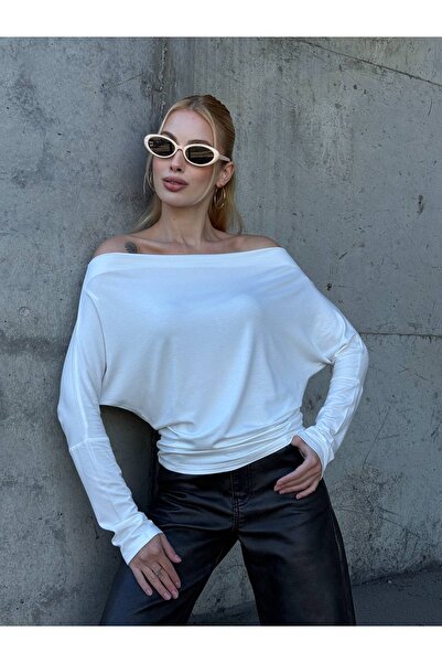 Buklemoda Asymmetrical Detail Long Sleeve Blouse