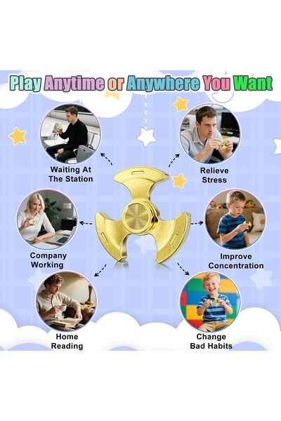 Coolden Fidget Spinner Metal – Silent EDC antistress toy, 3-5 minute rotation, high quality