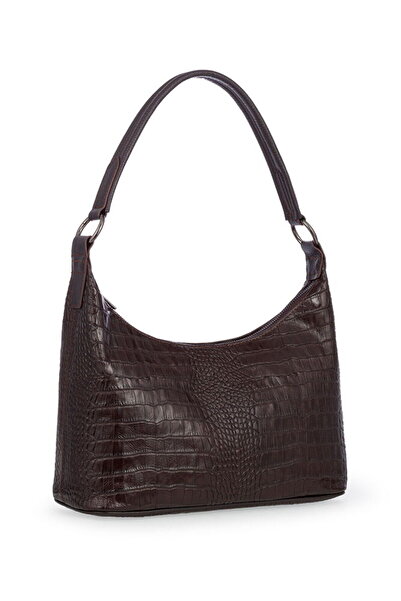 Bilik Deri Crocodile Brown Women's Shoulder Bag Blm 8107-Kr
