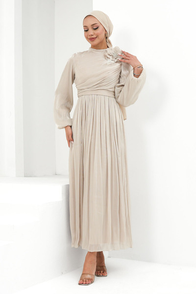 Hakimoda فستان سهرة إفروز إشراقة من تيسيتير باللون البيج