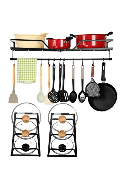 Belle Vous Suport metalic suspendat 3 în 1 pentru ustensile de bucătărie, oal...