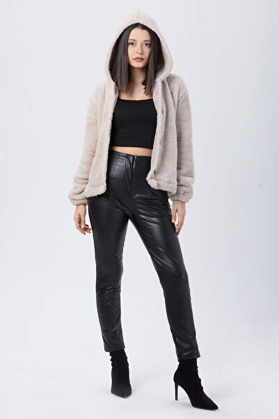TOFİSA Plush Coat Stone - 27822-Tas