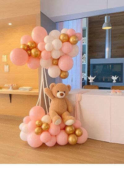 TATLI GÜNLER Pembe Temalı Gold Balon Süsleme Seti Baby Shower Doğum Günü Part...