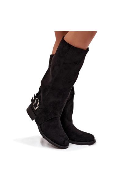 BOTO Cizme calduroase pentru femei cu clipsuri negre Umbria 40