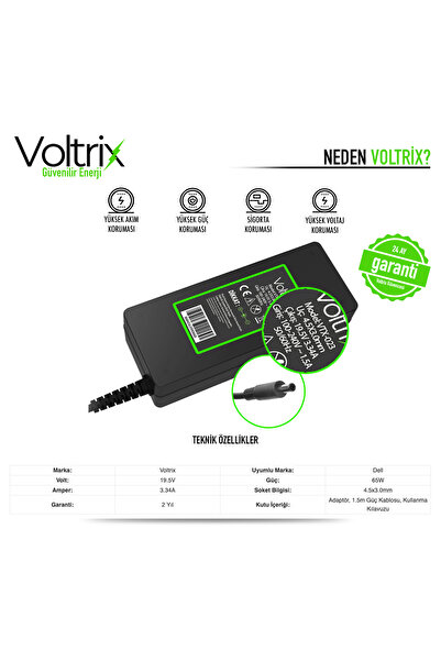 Voltrix Dell Vostro 15 3500 P90F005 Uyumlu Adaptör, Şarj Aleti - Cihazı (65W)