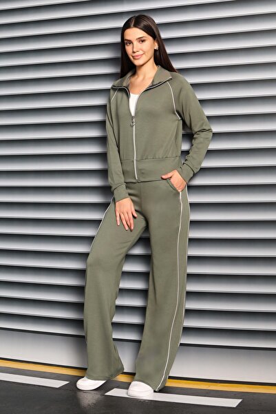 TOFİSA Ara συνδυασμός υφασμάτων Modal Διπλό Σετ Χακί - 27877-HAKI