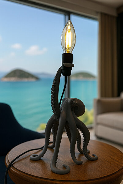 3dlab Modern Ahtapot Tasarımlı Masa Lambası - Dekoratif Gece Lambası, Modern Deniz Temalı Led Masa Işığı