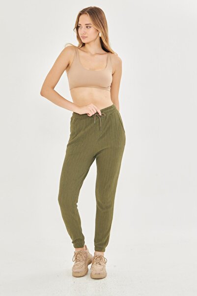 Kutaf Women's khaki high-waisted jogger pants – relaxed fit everyday bottoms