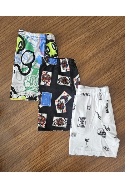 minecidem Erkek Çocuk Penye Baskılı Boxer Şort 3 Lü Set