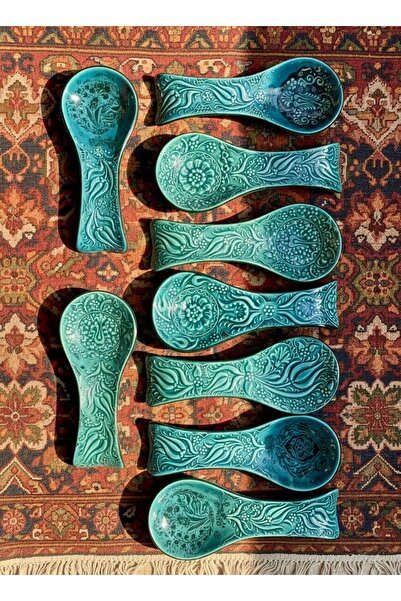 KÜTAHYA HOME Suport pentru linguri din ceramică autentică din faianță albastr...