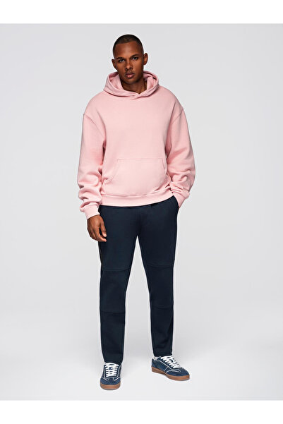 OMBRE Pánské tepláky s rovnými nohavicemi a elastickými detaily - tmavě modré V2 OM-PASK-0281