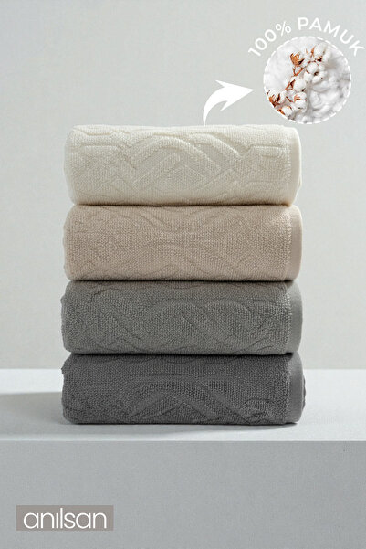 Anılsan 4-Piece Niva Hand Towels - 50X80 Cm, 170 Gr, 100% Cotton, Spa and Hotel Towels, Suitable for Daily Use