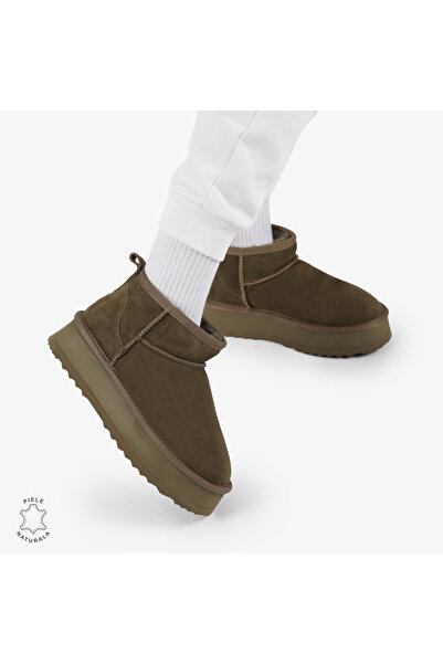 ANGEL BLUE WOMEN'S BOOTS made of GENUINE SUEDE LEATHER CRL12671 Olive