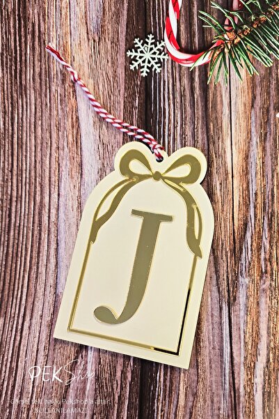 PEKSHOP Ornament pentru brad de Crăciun cu model de fereastră cu inițiale și ...