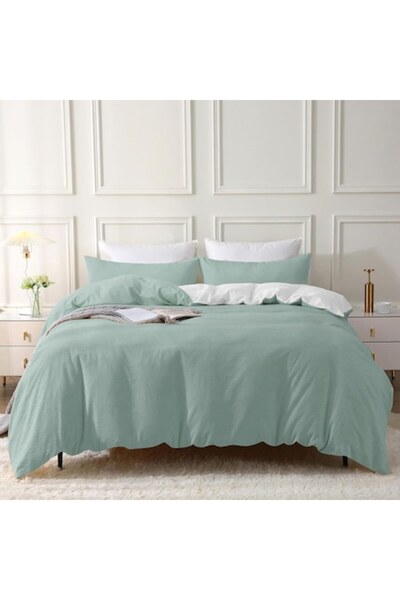 SOULFUL Bed linen for 2 people, 2-piece cotton set, duvet cover 135x200 cm, pillowcase 80x80 cm, aqua green