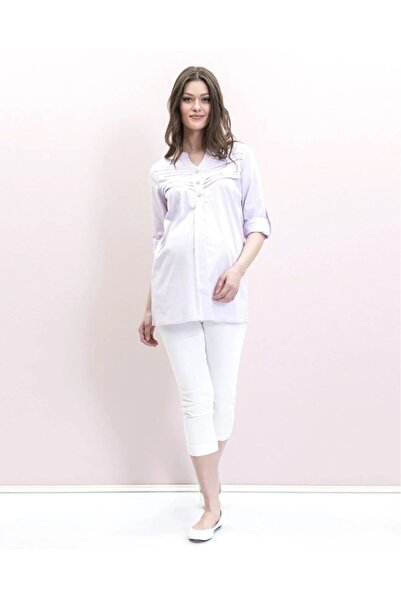 Desen Hamile Giyim قميص الأمومة بأزرار على الياقة