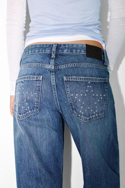 Pull & Bear Yıldız zımbalı straight fit jean