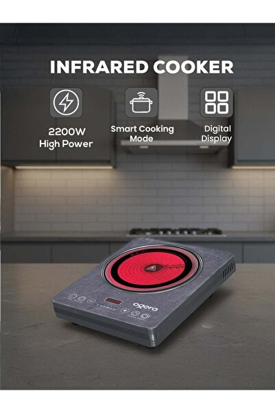 Ogera طباخ الأشعة تحت الحمراء الرقمي OG8027IFC - موقد طهي فردي بقوة 2200 واط