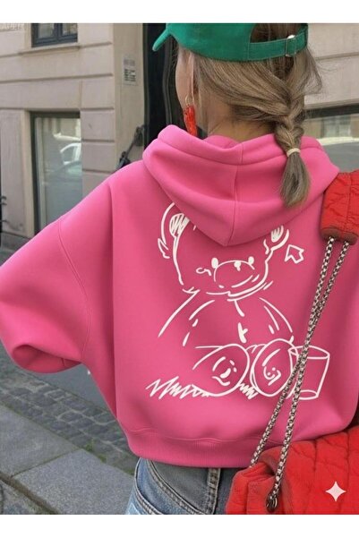 Afri Сладко розово детско суитшъртче с удобна кройка във формата на мече