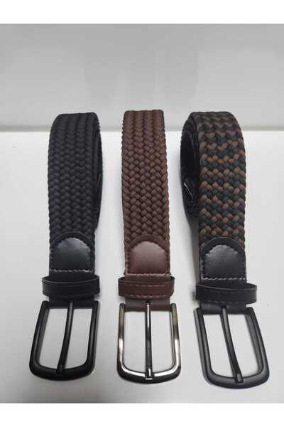 Duflon Set de 3 curele elastice tricotate pentru bărbați